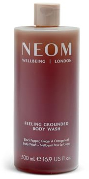 NEOM Feeling Grounded Body Wash, 500ml I Black Pepper, Ginger & Orange Leaf I 100% Natural fragrances and Essential Oils I Gently Cleanse and Nourish Skin
