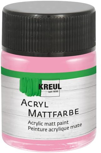 KREUL 643913 Acryl Mattfarbe, cremig deckende, schnelltrocknende Farbe auf Wasserbasis, für viele Verschiedene Untergründe geeignet, im 50 ml Glas, Himbeere