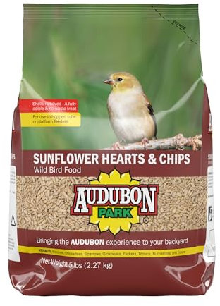 Audubon Park Cibo per uccelli selvatici con cuori di girasole, senza sporcare semi di girasole per uccelli, sacchetto da 2,3 kg