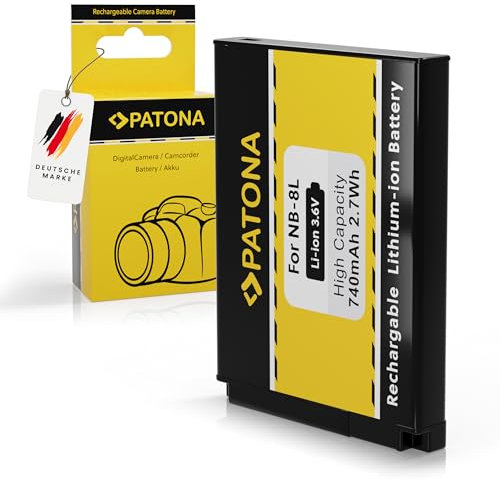 PATONA NB-8L Akku 740mAh Ersatzakku kompatibel mit Canon PowerShot A2200 is A3000 is A3100 is A3150 is A3200 is A3300 is A3350 is A 2200 3000 3100 3150 3200 3300 3350 NB8L NB 8L NB8-L