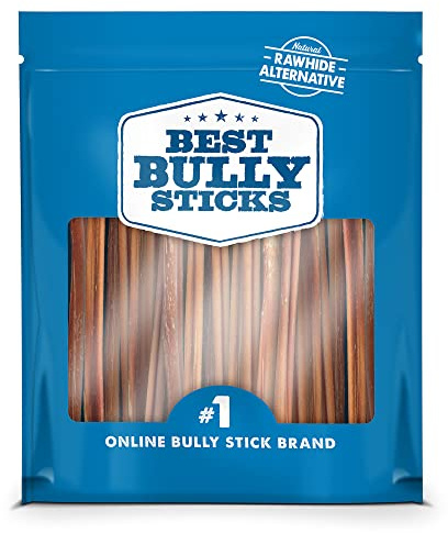 Best Bully Sticks 6 Inch Thin Bully Sticks - 24 Count (Pack of 1) - Natural, Easily Digestible, 100% Grass-Fed, Grain and Rawhide Free