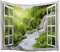 A.Monamour Wanddekor Wandbild Vorhang Wandteppiche Grün Wilden Dschungel Wald Wasserfall Natur Landschaft Blick Aus Dem Fenster Drucken Stoff Wandteppich Wand Hängen Dekore Für Wohnzimmer 180x230cm