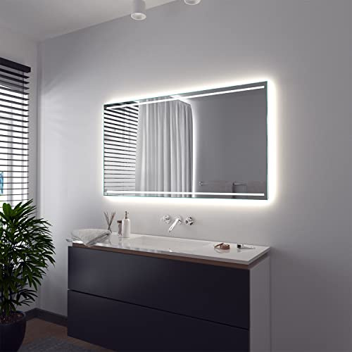 SARAR Badspiegel Spiegel Badezimmerspiegel mit LED-Beleuchtung 150x60 cm Made in Germany Wandspiegel Mirror Spiegel Bad mit Licht nach Maß Casoria