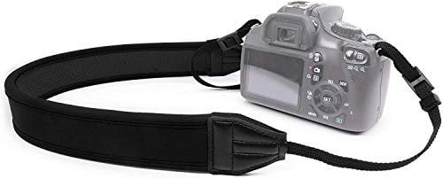 MyGadget Tracolla Fotocamera - Cinghia Macchina Fotografica per Spalla o Collo in Neoprene compatibile con Canon, Nikon, Panasonic, Sony, DSLR, Reflex - Colore Nero