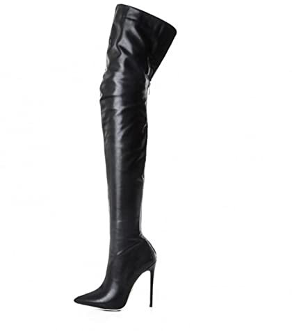 Stivali Alti Donna Stivali da Donna sopra Il Ginocchio Serpent Sexy Fashion Nightclub Scarpe con Tacco Alto (41,Nero)