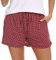 Lovasy Bas de Pyjama Femme Short de Pyjama d'été en Coton à Carreaux Léger Short de Nuit Grande Taille,Vin Rouge,XL