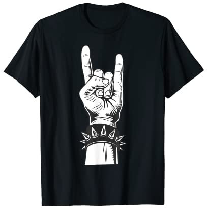 Teufelsgruß Pommesgabel Metalhand & Roll Rocker T-Shirt