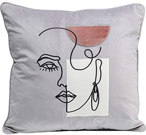 Kare Design Kissen Mademoiselle 45x45cm Deko, Stoff u. Kunstleder, 45x45x10cm