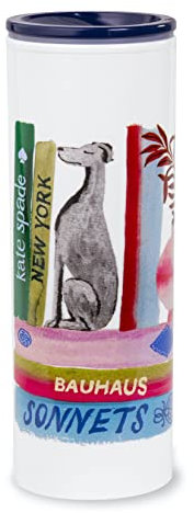 Kate Spade New York 16 Ounce Insulated Travel Mug with Lid, Double Wall Thermal Tumbler for Coffee/Tea, Bookshelf