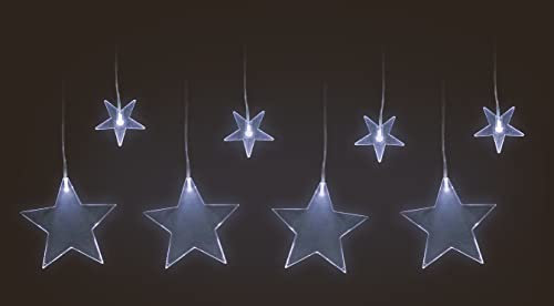 LED-Sternenvorhang kalt weiß mit Timer - 100 x 60 cm - Weihnachtslichterkette mit 8 Sternen - Dekoration Fensterbeleuchtung Weihnachten Advent Winterdeko für drinnen