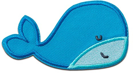 Mono-Quick Mono Quick Blauwal Aufnäher zum Aufbügeln 4,5 x 8,3 cm Bügelbild für Kinder Mädchen mit Wildtier Patch, Bügelpatch Patches Bügelflicken