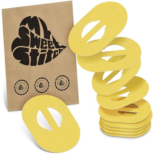 MySweetStitch 10 Fixierpflaster für Guardian Enlite/3/4 oval Yellow | Hilft gegen vorzeitiges Ablösen, wasserfest und schnell trocknend, hautfreundlich, bis zu 15 Tage Halt