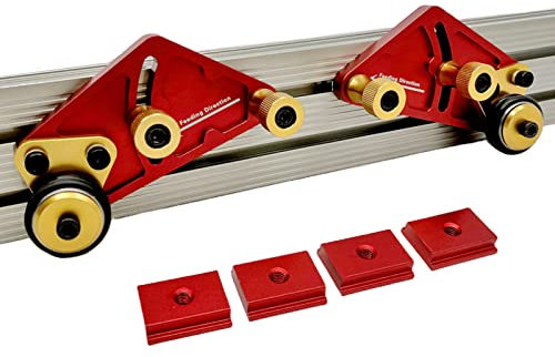 2 Pcs Stackable Board for Table Saws, Aluminum Alloy Adjustable Table Saw Bearing Wheel Pressing Feeder Guider Woodworking Pressing Feeder Guider Carpentry Safety Pushing Tools