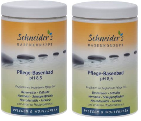 Schneider's Pflege-Basenbad 2800g (2 x 1400g) | Handmade in Germany | Von Heilpraktikern entwickelt | Basisches Badesalz zur Entsäuerung für samtweiche Haut | Unterstützt die Entgiftung mit pH 8,5
