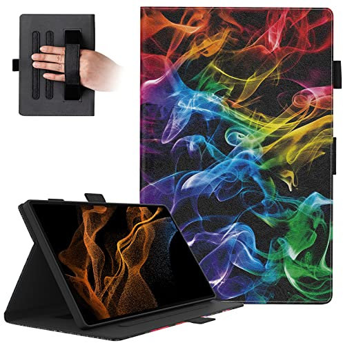 Dteck Custodia per Galaxy Tab S10/S9/S8 Ultra, custodia pieghevole in pelle PU di alta qualità con supporto per auto wake/sleep con portapenne, fumè colorato