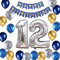 12. Geburtstag Dekoration Junge, Geburtstagsdeko Jungen 12 Jahre, 12. Ballon Metallic Silber Blau Gold Deko, Luftballon 12. Geburtstag Party Deko Junge, 12 Geburtstag Deko(12.)