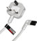 rhinocables Figure 8 Mains Right Angle End TV Power cable, UK Plug to IEC C7 Fig8 2Pin 90 Degree Lead Power Supply Cord compatible with Xbox, PS5, Printer, Laptop (White, 1m)