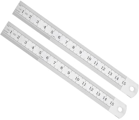 Kozelo 2 Stück Edelstahl 15cm Gerade Kante Metall Lineal Silberfarben | Für den Einsatz in der Architektur