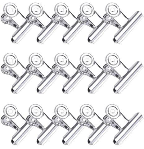 Pinzas Papeleria Metálicas,Abrazadera de Clip de Papel,Clips de Carpeta Pinzas Metalicas,Para Cocina Oficina Escuela Etiquetas Bolsas Uso Doméstico Tiendas(Plata-50 Piezas)