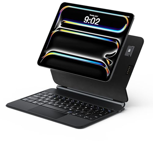 runelk Funda de teclado para iPad Pro de 11 pulgadas (M4 2024 / M5 2025), funda magnética estilo mágico con trackpad multitáctil, soporte voladizo flotante compatible con iPad Pro de 11 pulgadas