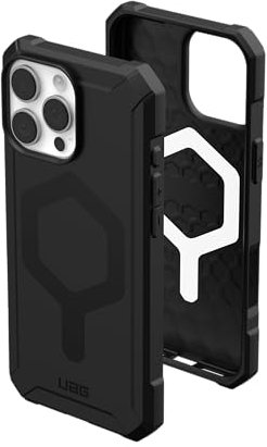 URBAN ARMOR GEAR Essential Armor MS Case kompatibel mit Apple iPhone 16 Pro Max Hülle (50% recyceltes Material, Wireless Charging/Magnetisches Laden optimiert, 4,6m Fallschutz) schwarz