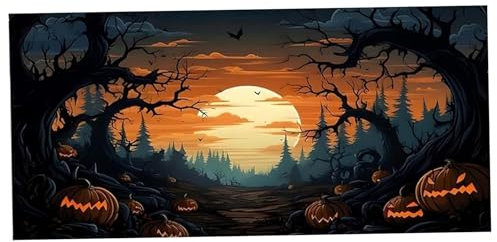 Halloween Garage Door Banner 16x7 Fuß Halloween Kulisse mit Haken und Seil, gruselige Halloween -Garagentor -Abdeckung für Halloween -Foto -Kulisse, Haus im Freien Wallentür Dekoration Halloween Hint