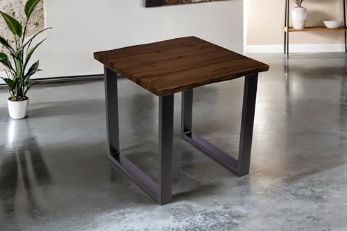 SAM Esstisch Josy | 80 x 80 cm | Holz Nussbaum-Optik | U-Gestell Metall schwarz | 40 mm Tischplatte mit Baumkante | Tisch für Esszimmer & Küche
