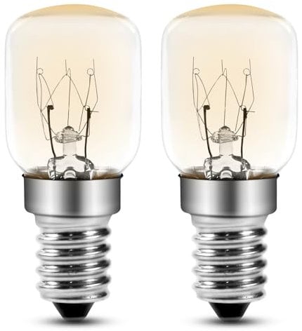 Comyan Salt Lamp Bulb for Himalayan 25W E14 Light Bulb, Dimmable Oven Bulbs up to 300℃ Oven/Microwave Oven/Fridge/Salt Lamp Light Bulbs, 2Pack