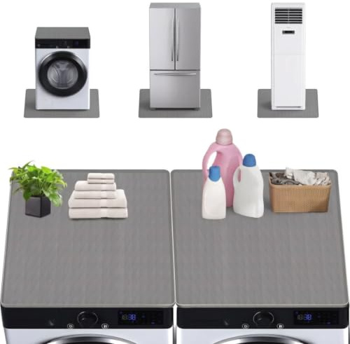 SDLDEER Waschmaschinenauflage 60x50cm Silikon Waschmaschine Abdeckung | 2 Stück Schutzauflage für Waschmaschine Trockner Kühlschrank, Wasserdicht Rutschhemmende Unterlage, Schützt Böden Oberflächen