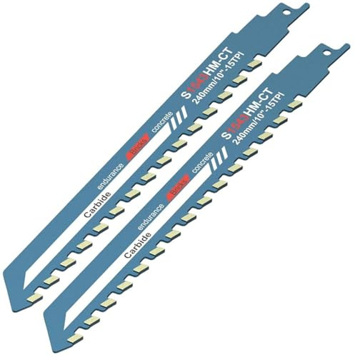 2Pcs Reciprocating Saw Blades, Durable Reciprocating Saw, Heavy Duty Saws Blades, Reciprocat Saw Blades Masonry, High Efficiency Multi Tool for Concrete, Masonry, Carbide Universal Shank
