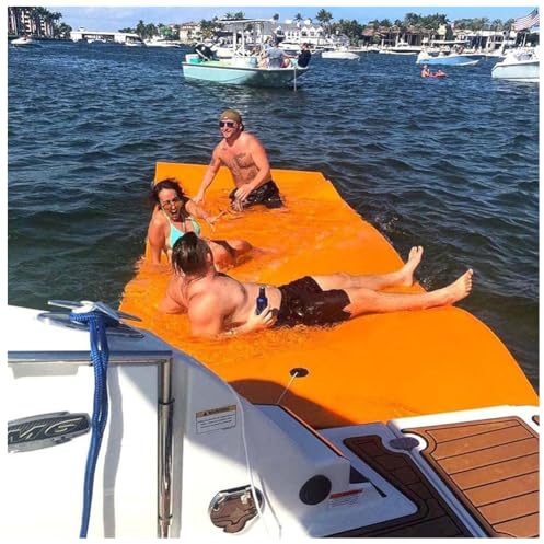Tapis Flottant Piscine en Mousse XPE pour Piscine Plage Lac, Hamac Flottant Piscine avec Oreiller Roulé pour Sports Nautiques,Orange,170X60x3.3cm