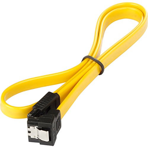 POPPSTAR 1x Cable de datos flexible de 0,5m Sata 3 HDD SDD, enchufe rectos con ángulo de 90 grados, hasta 6 GB/s, amarillo