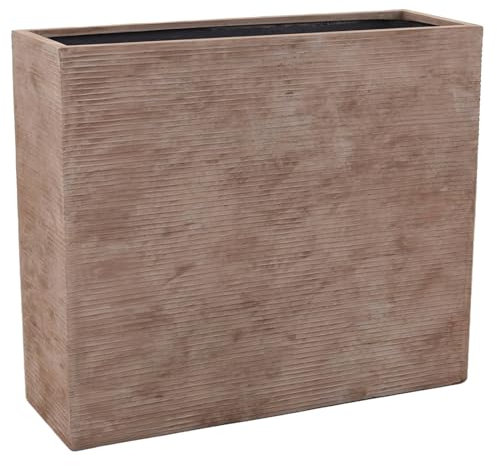 VIVANNO Pflanzkübel Raumteiler Sichtschutz Fiberglas ELEMENTO Beige gestreift - 88x30x75