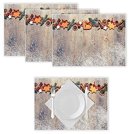 Artipics Tischsets Christmas Time Platzsets Abwaschbar Kunststoff 4 STK