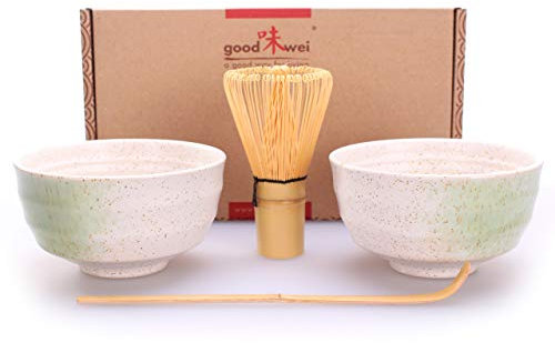 Goodwei Japonaise Ensemble de deux à Thé Matcha (Shiro), Céramique, 2x 180 ml