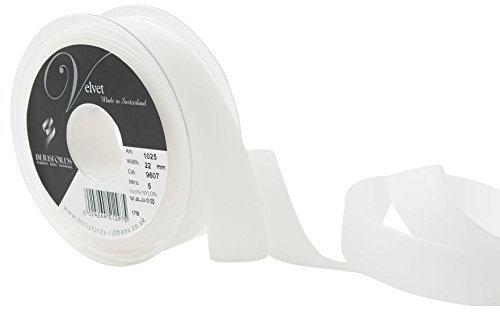 Berisfords Velvet Ribbon Ecru 30mm - Nylon Craft Ribbon for Sewing, Gift Wrapping and Hair Accessories