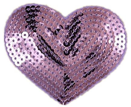 Aufnäher in Herzform, bestickt mit Pailletten, zum Aufbügeln oder Aufnähen, 5 Stück violett