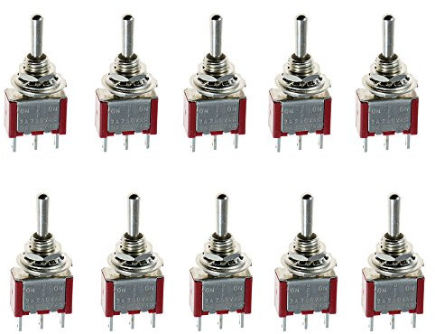 Mintice 10 Pezzi On off On Mini Miniatura Momentaneo Interruttore a Levetta in Metallo Auto Cruscotto Precipitare Spdt 3 Posizione Terminale Saldare