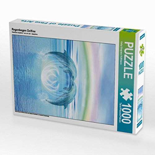 CALVENDO Puzzle Regenbogen Delfine | 1000 Teile Lege-Größe 48 x 64 cm Foto-Puzzle für glückliche Stunden