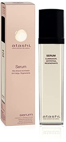 Atashi Firmeza y Luminosidad Serum Alta Eficacia Iluminador Antifatiga, Reduce Manchas, Unifica el Tono y Calma Rojeces y Picores, Con Edelweiss y Liposomas Nanowhite, Apto Piel Sensible, 50 ml