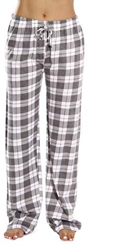 Just Love Women's 100% Cotton Plaid Pajama Pants, Jersey Knit Sleep and Lounge PJ Bottoms, Grey, Small