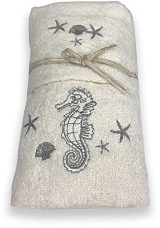 Tex Family Handtuch-Set, Seepferdchen, Marine-Beige
