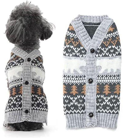 ABRRLO Weihnachten Hund Pullover Dog Sweater Hundepullover Haustier Hundepulli Warm Welpe Kleine Mittel Hunde (XL, Eisbär)