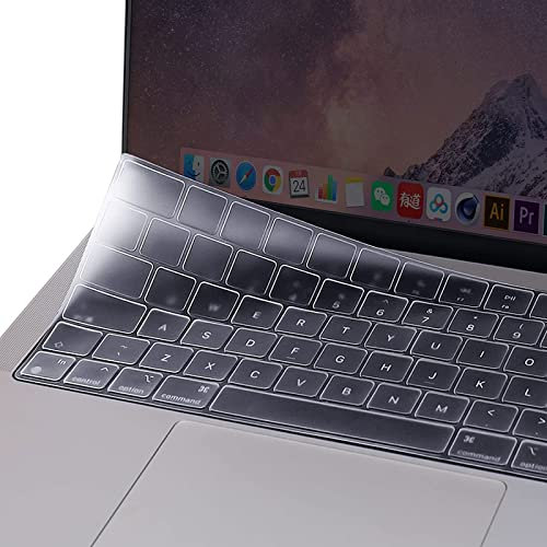 MOSISO Ultra Thin Keyboard Cover Skin Compatible with MacBook 13.6 inch M4 M3 M2 Air 2025-2022, M4 M3 M2 MacBook Air 15 inch 2025-2023, M4/M3/M2/M1 Mac Pro 14/Pro 16 2025-2021, EU Layout, Transparent