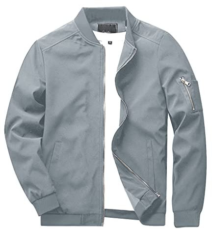 KEFITEVD Men Casual Thin Jacket Spring Lightweight Golf Jackets Sports Coat with Pockets,Light Grey,3XL