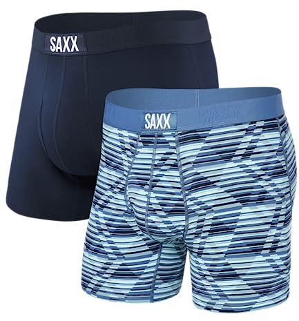 SAXX Underwear Co. Herren-Unterwäsche mit Tasche, ultraweich, Boxershorts, 2 Stück, Dazed Argyle/Navy, X-Large