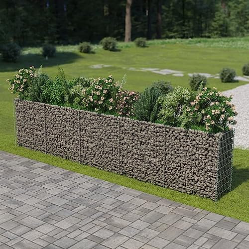 CIADAZ Gabionen-Hochbeet, Palettenrahmen, Hochteich, Gemüsebeet, Kräuterregal Balkon, Blumenbeet, Kräuterspirale, Tomatenbeet, Pflanzhochbeet, Verzinkter Stahl 450×50×100 cm
