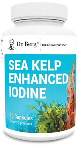 Dr. Berg Sea Kelp Enhanced Iodine - 200 mcg of Premium Iodine - Seaweed Blend Includes Klamath Blue-Green Algae & Sea Kelp - 90 Capsules