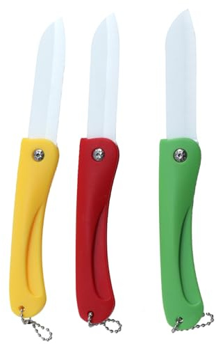Cabilock 3pièces Couteau à Fruits Céramique Pliable Outils De Découpe Portables Couleur Aléatoire Gadget De Cuisine Pratique
