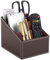 XNONE Leder Fernbedienung Organizer mit 3 Fächer,Multifunktion Nachttisch Schreibtisch Organizer,Schreibtisch-Organizer Stiftehalter für Stifte,Brille,Handys,Make-Up (Braun, 3 Fächer)